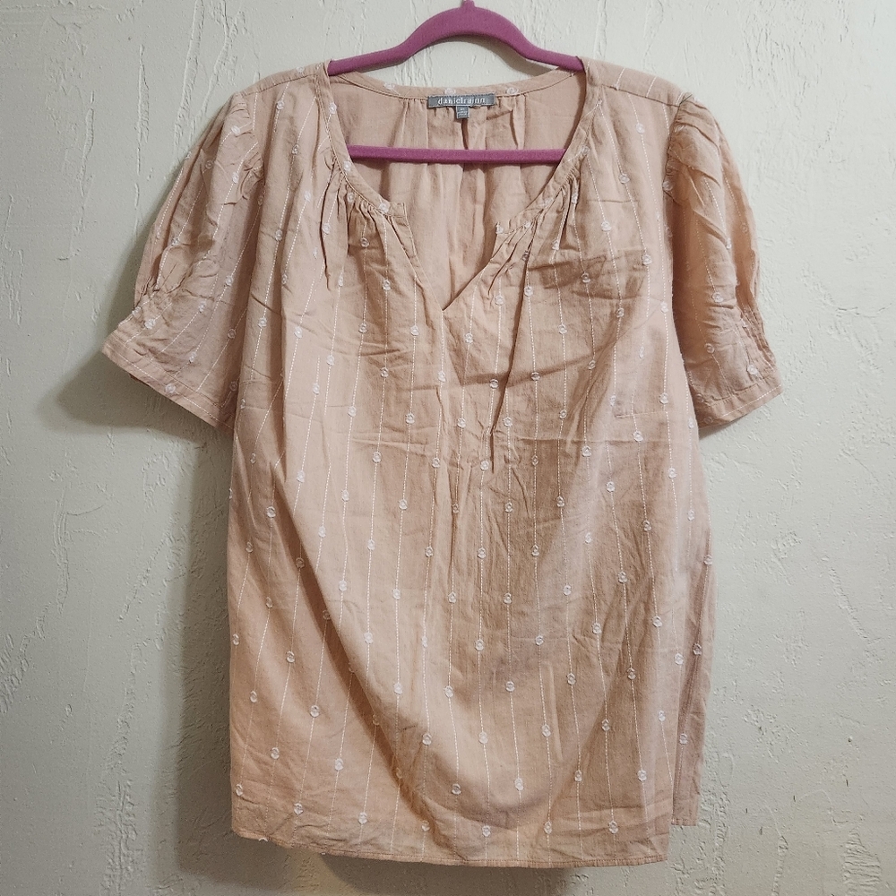 Danielrainn Pullover Smock Peach Floral Shirt Sleeve Blouse Size 3x P2p 26 - Picture 10 of 10